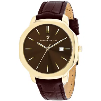 Christian Van Sant Men's Octavius Slim Brown Dial Watch In Gold