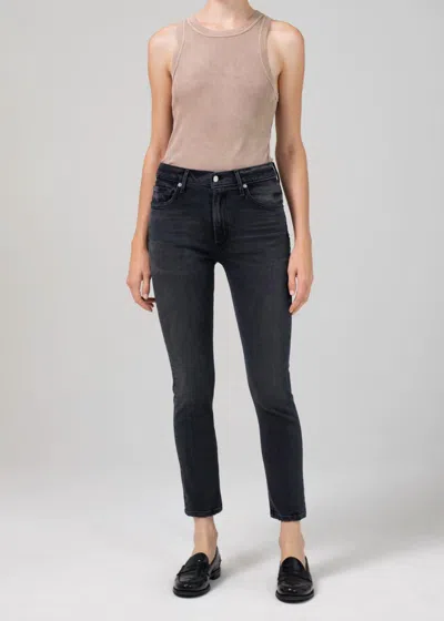 Citizen Of Humanity Ella Mid Rise Slim Crop Jean In Organic Film Noir In Black