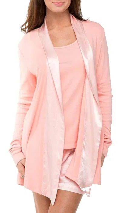 Pj Harlow Shelby Satin Trimmed Robe With Pockets In Light Peach In Pink