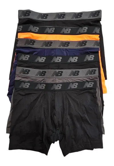 New Balance Men's 6-pack Premium Boxer Briefs In Black/tangerine/pgnt/black/magnet/black In Multi