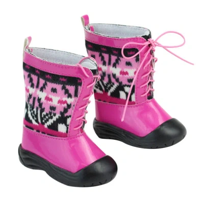 Teamson Sophia's Ikat Print Knit Winter Snow Boots For 18" Dolls, Pink