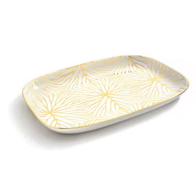 Anna New York Talianna Lilypad Serving Platter, White W/gold