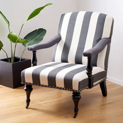Safavieh Devona Awning Stripe Arm Chair - Silver Nail Heads