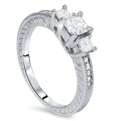 Pompeii3 1ct Princess Cut Diamond Antique Ring 14k Gold In Silver