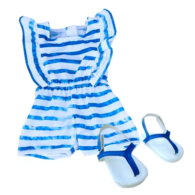 Teamson Sophia's Stripe Romper And Sandals For 18" Dolls, Blue/white