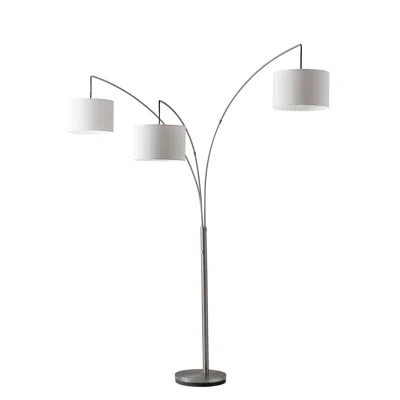 Homezia 74" Steel Three Light Tree Floor Lamp With White Solid Color Drum Shade