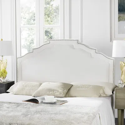 Safavieh Alexia White Headboard Silver Nail Heads