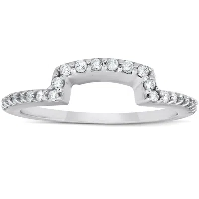 Pompeii3 1/4ct Diamond Curved Contour Guard Band Womens Wedding Ring 14k White Gold In Silver