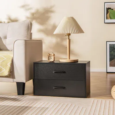 Hivvago 2-drawer Stackable Horizontal Storage Cabinet Dresser Chest With Handles-black