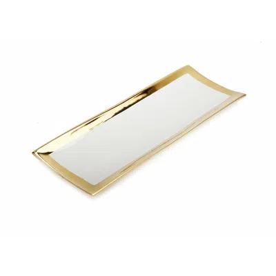 Vivience Gold Edged White Oblong Tray