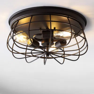 Jonathan Y Calvia 15.7" 3-light Farmhouse Metal Cage Flush Mount