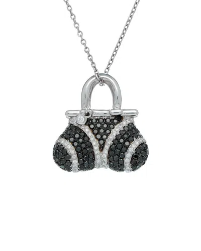 Diana M. 18kt White Gold Fashion Pendant Featuring 1.85 Cts Of Black Diamonds And 0.50 Cts Of White Diamonds In Black