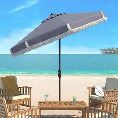 Safavieh Milan Fringe 9ft Crank Outdoor Push Button Tilt Umbrella