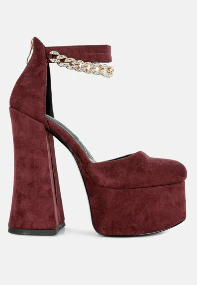 London Rag Lucky Me Block Platform Sandal With Metal Chain In Red