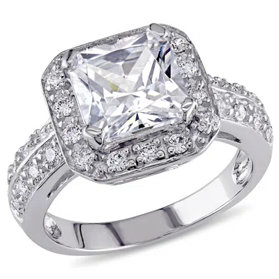 Mimi & Max 5 3/5ct Tgw Halo Octagon Shaped Radiant Cubic Zirconia Engagement Ring In Sterling Silver In Silver