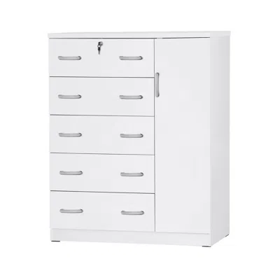Better Home Products Jcf Sofie 5 Drawer Wooden Tall Chest Wardrobe In White