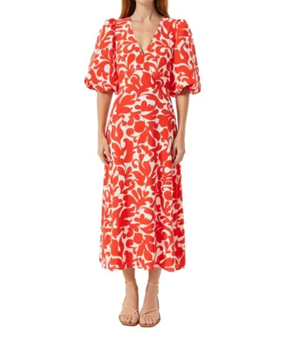 Rhode Women's Ina Filigree Midi-dress, Red Caspain Lagoon Grande In Multi