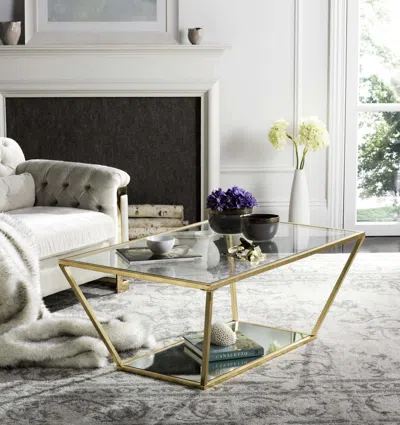 Safavieh Allene Gold Leaf Retro Coffee Table