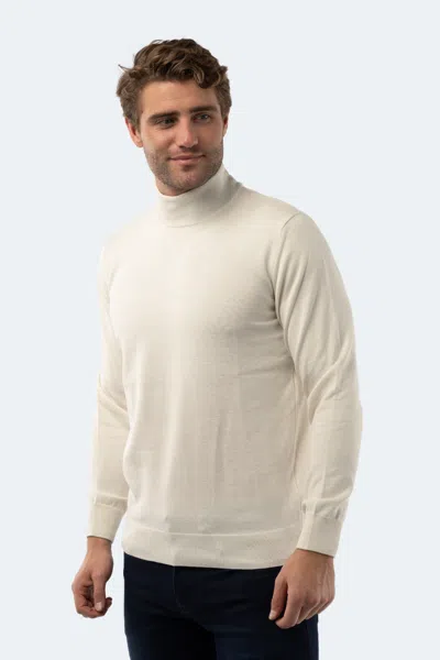 Luchiano Visconti Ecru Mockneck Sweater In Beige