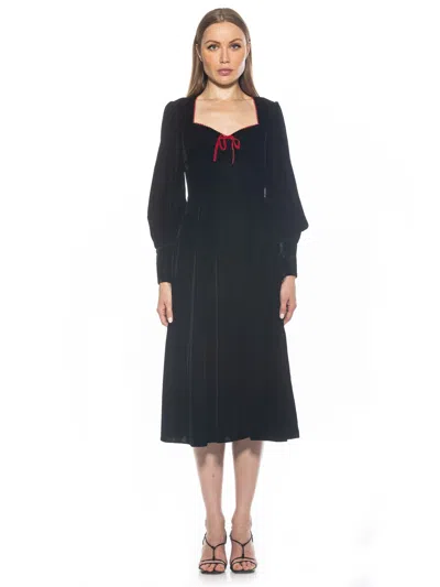 Alexia Admor Willa Bishop Sleeve Velour Dress In Black