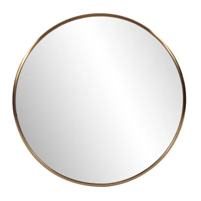 Homezia 32" Antiqued Brushed Brass Round Wall Mirror