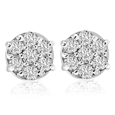 Pompeii3 1/4cttw Diamond Cluster Womens Studs In 10k White Gold In Silver