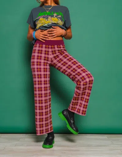 Daydreamer Boysenberry Plaid Pant In Red