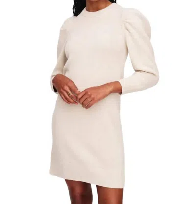 White + Warren Cashmere Blend Puff Sleeve Dress In Ivory In Beige