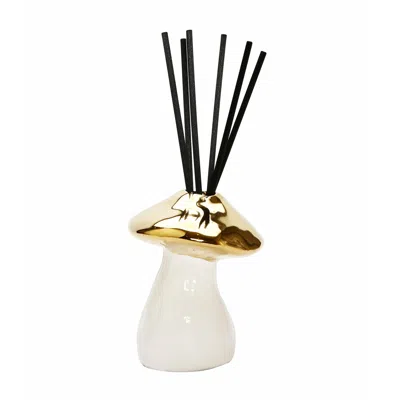 Vivience Gold And White Mushroom Shaped Diffuser, "lily Of The Valley" Scent