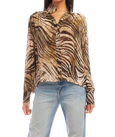 Fifteen Twenty Pleated Tie Top In Zebra In Brown