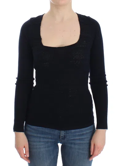 Ermanno Scervino Women   Knitted Wool Stretch Sweater Top In Black