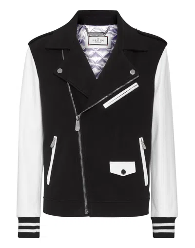 Philipp Plein Leather Biker Jacket In Black