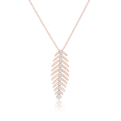 Diana M. Fine Jewelry 14k Rose Gold 0.26 Ct. Tw. Diamond Fish Spine Pendant Necklace In Pink