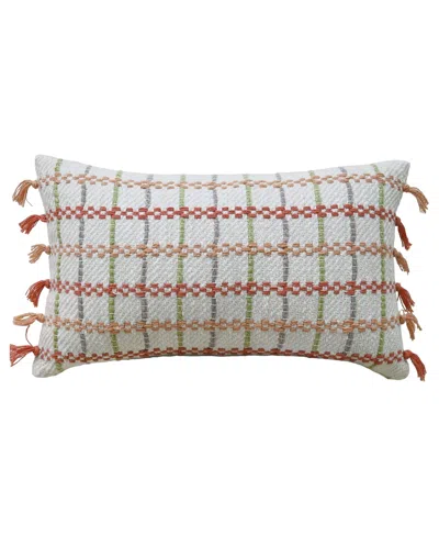 VIBHSA LINDEN STREET HANDWOVEN KNOTTED EDGING DECORATIVE PILLOW, 14"X24" 