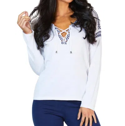 ANGEL APPAREL DRAWSTRING TUNIC TOP IN WHITE 