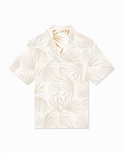 Onia Air Linen Convertible Camp Shirt In Sand / White In Beige