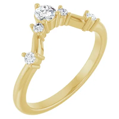 Pompeii3 1/2ct Diamond V Shape Contour Wedding Guard Ring Lab Grown 14k Gold In Silver
