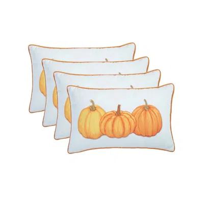Homezia Set Of Four 20" Orange Pumpkin Trio Lumbar Throw Pillow Covers