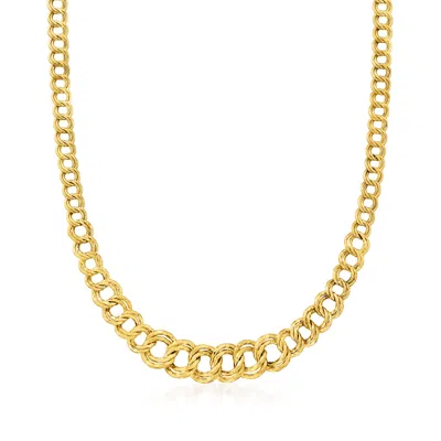 Ross-simons 14kt Yellow Gold Graduating Double-oval Link Necklace In White
