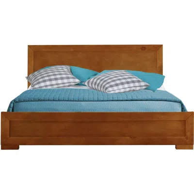 Homezia Oak Wood Queen Platform Bed