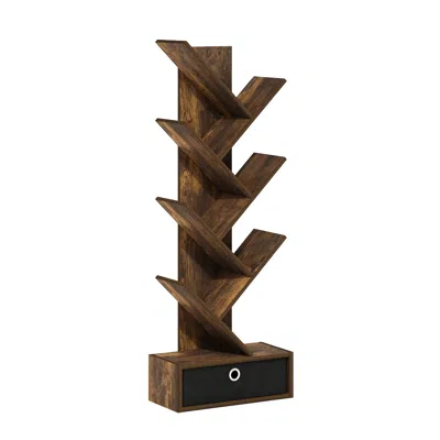 Furinno Tree Bookshelf 7-tier Floor Standing Tree Bookcase With Bin Drawer