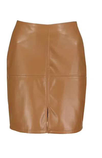 Bishop + Young Vegan Leather Skirt In Latte In Brown