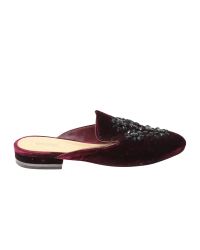Michael Kors Crystal-embellished Slip-on Flat Mules In Burgundy Velvet In Red