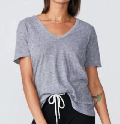 Monrow V-neck Short-sleeve Jersey Tee In Grey