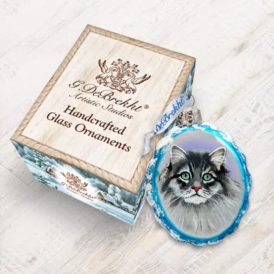 Designocracy Siberian Forest Cat Glass Ornament
