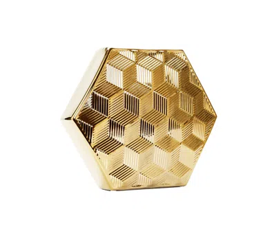 Vivience Gold Hexagon Shaped Vase