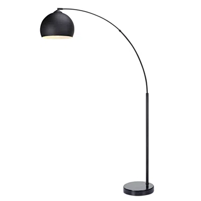 Teamson Home - Arquer Arc Floor Lamp With Black Shade And Black Marble Base
