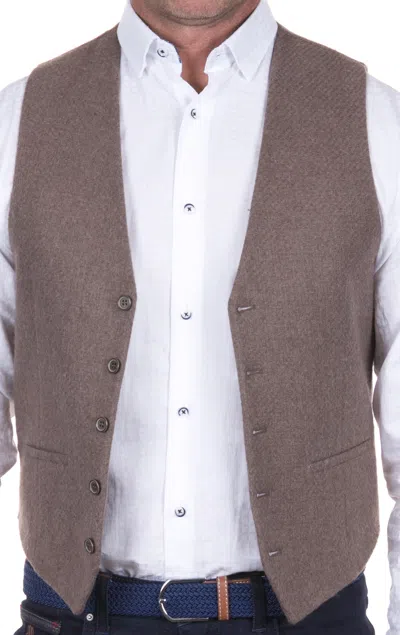 Luchiano Visconti Taupe Woven Vest In Beige