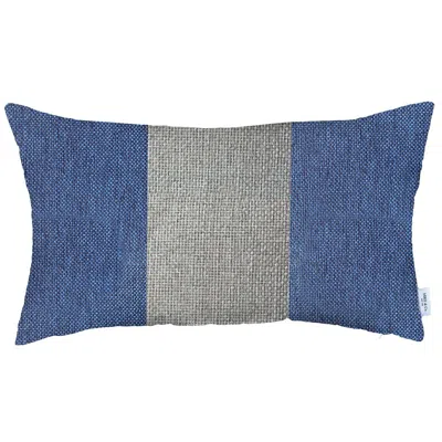 Homezia 12" X 20" Blue And Grey Geometric Zippered Handmade Polyester Lumbar Pillow Cover