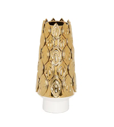 Vivience White Porcelain Vase Gold Design